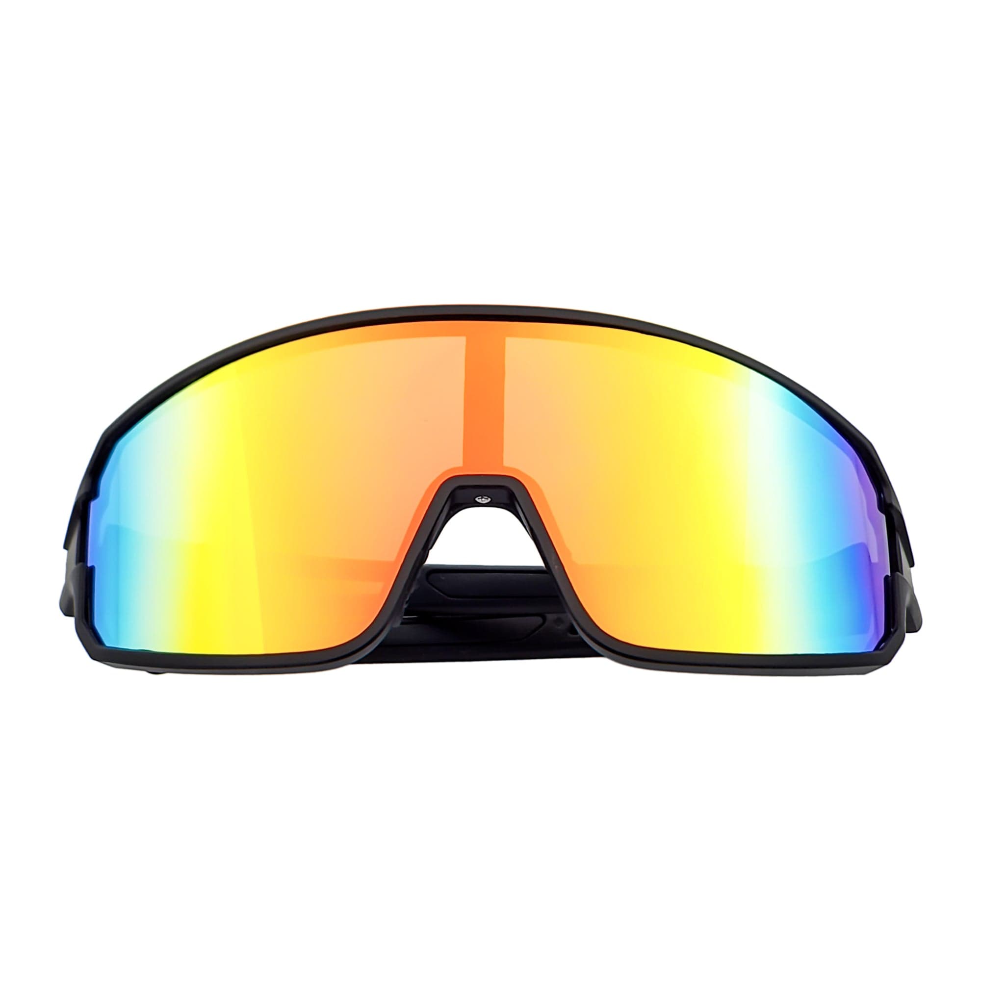 CYCLONE - Rectangle Sports Shield Sunglasses Matte Black Orange Mirror