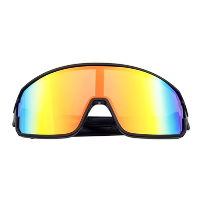 CYCLONE - Rectangle Sports Shield Sunglasses Matte Black Orange Mirror