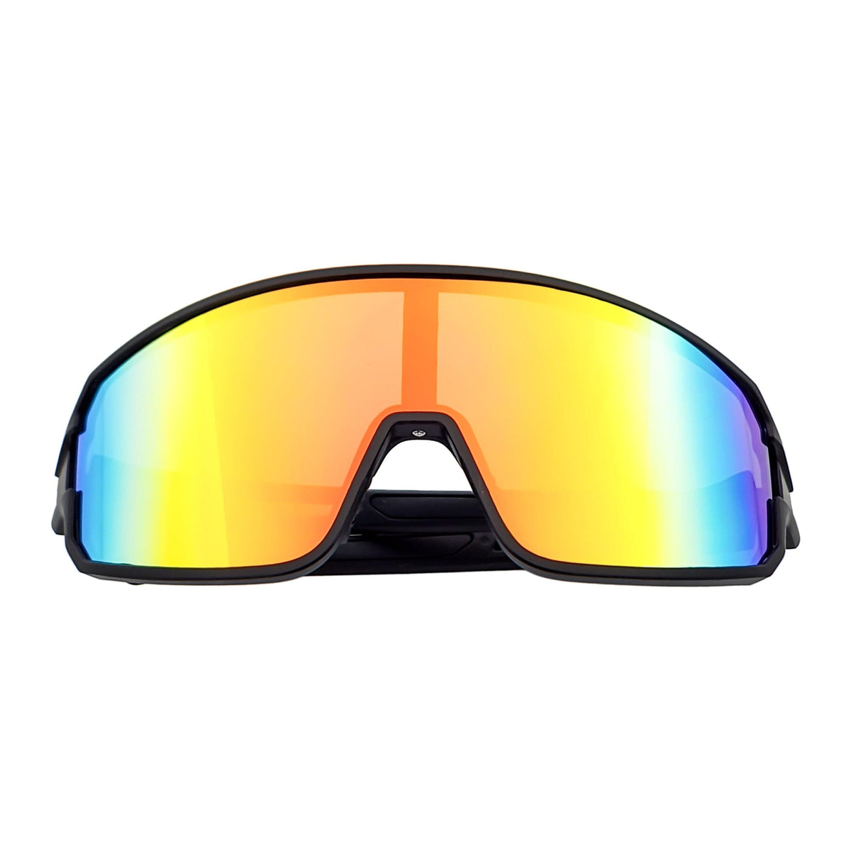 CYCLONE - Rectangle Sports Shield Sunglasses Matte Black Orange Mirror