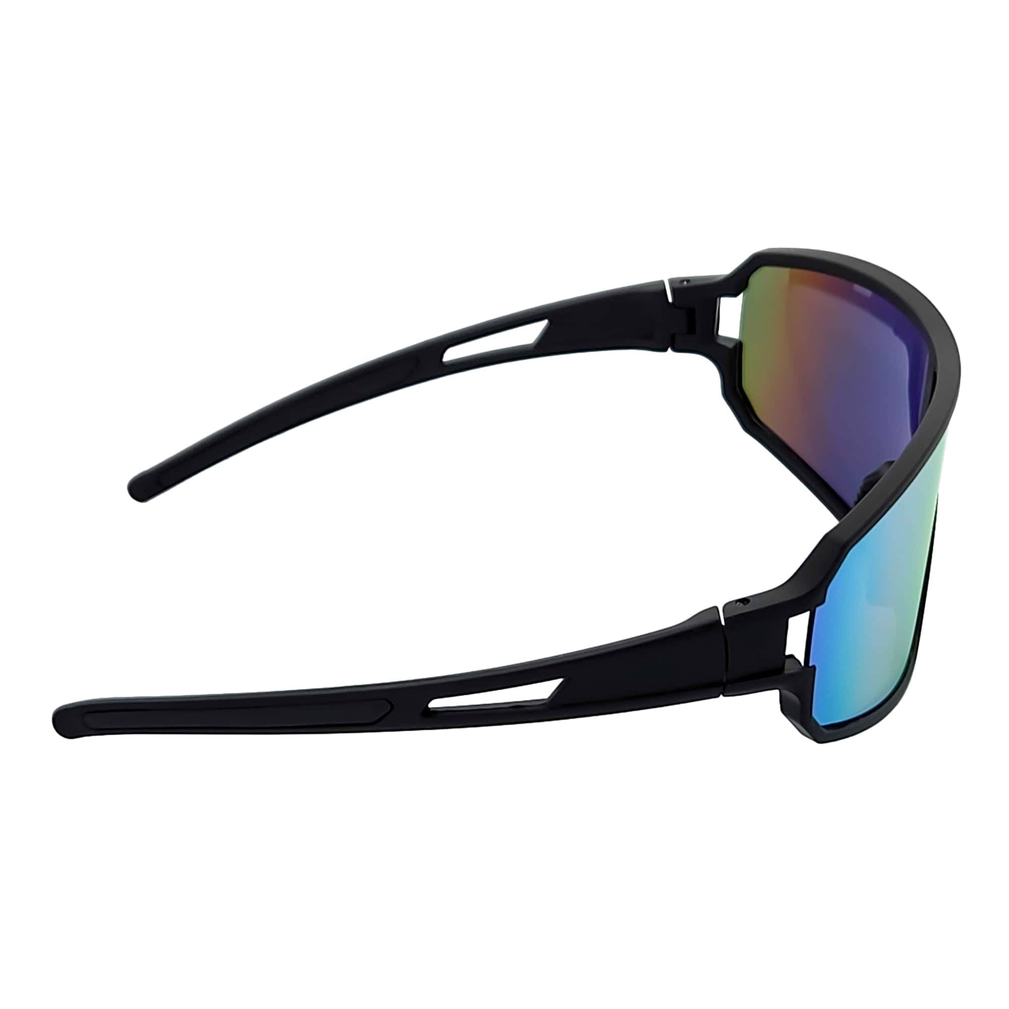 CYCLONE - Rectangle Sports Shield Sunglasses Matte Black Orange Mirror