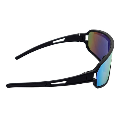 CYCLONE - Rectangle Sports Shield Sunglasses Matte Black Orange Mirror