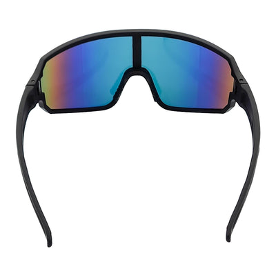 CYCLONE - Rectangle Sports Shield Sunglasses Matte Black Orange Mirror