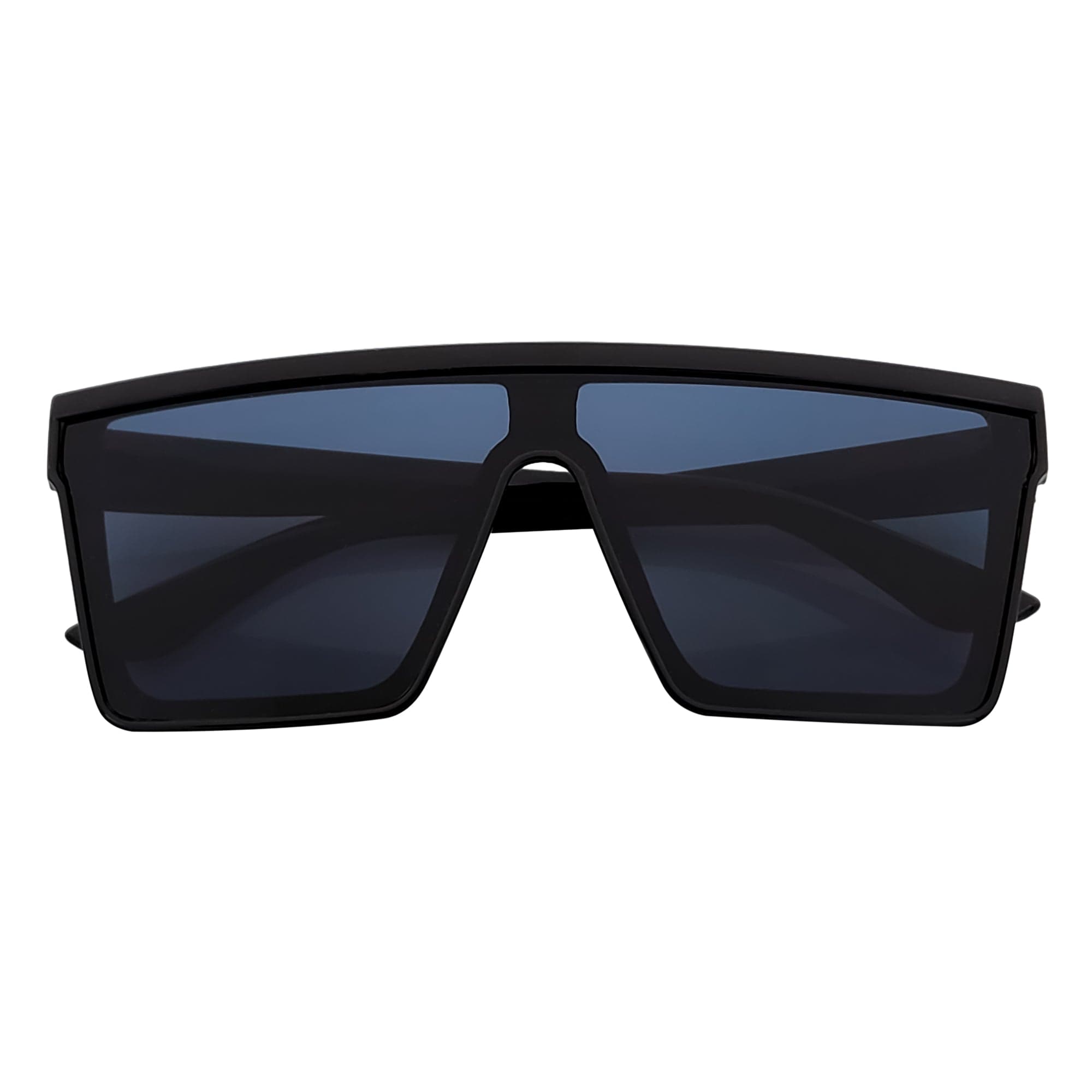 EDGE - Flat Top Rimless Rectangle Sunglasses Gloss Black Dark Smoke Tint