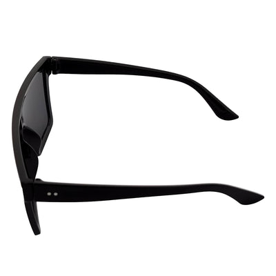 EDGE - Flat Top Rimless Rectangle Sunglasses Gloss Black Dark Smoke Tint