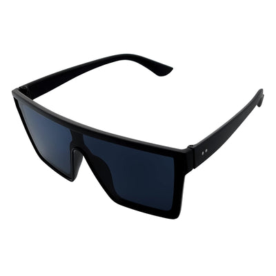 EDGE - Flat Top Rimless Rectangle Sunglasses Gloss Black Dark Smoke Tint