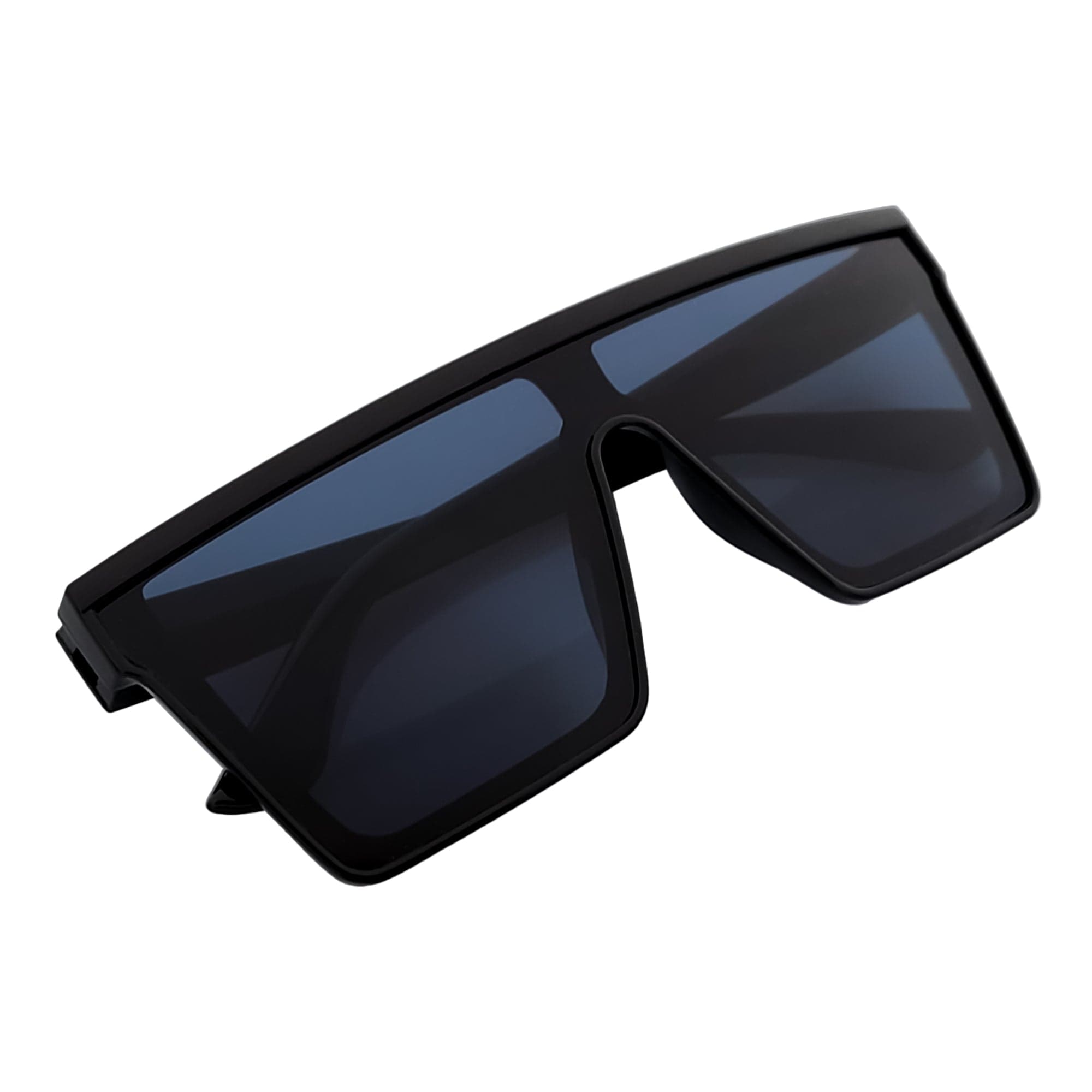 EDGE - Flat Top Rimless Rectangle Sunglasses Gloss Black Dark Smoke Tint