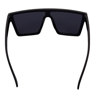 EDGE - Flat Top Rimless Rectangle Sunglasses Gloss Black Dark Smoke Tint