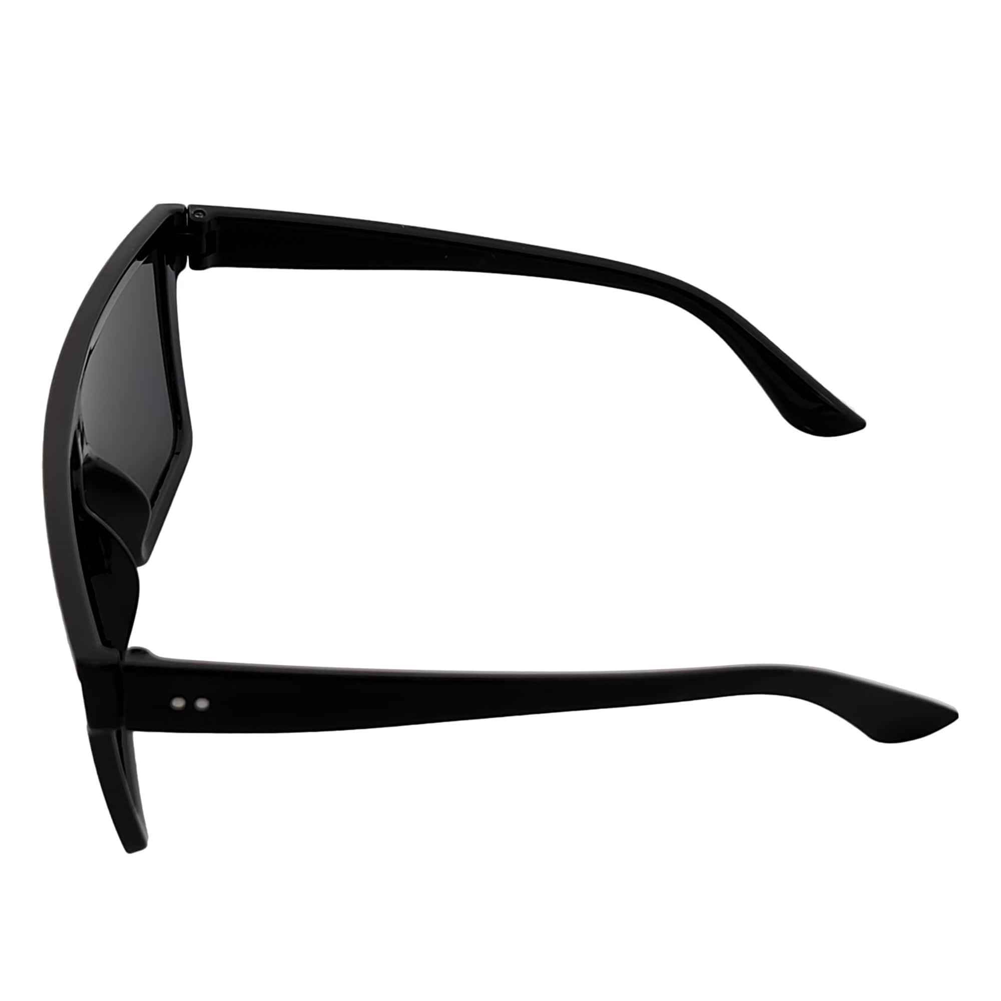EDGE - Flat Top Rimless Rectangle Sunglasses Gloss Black Silver Mirror