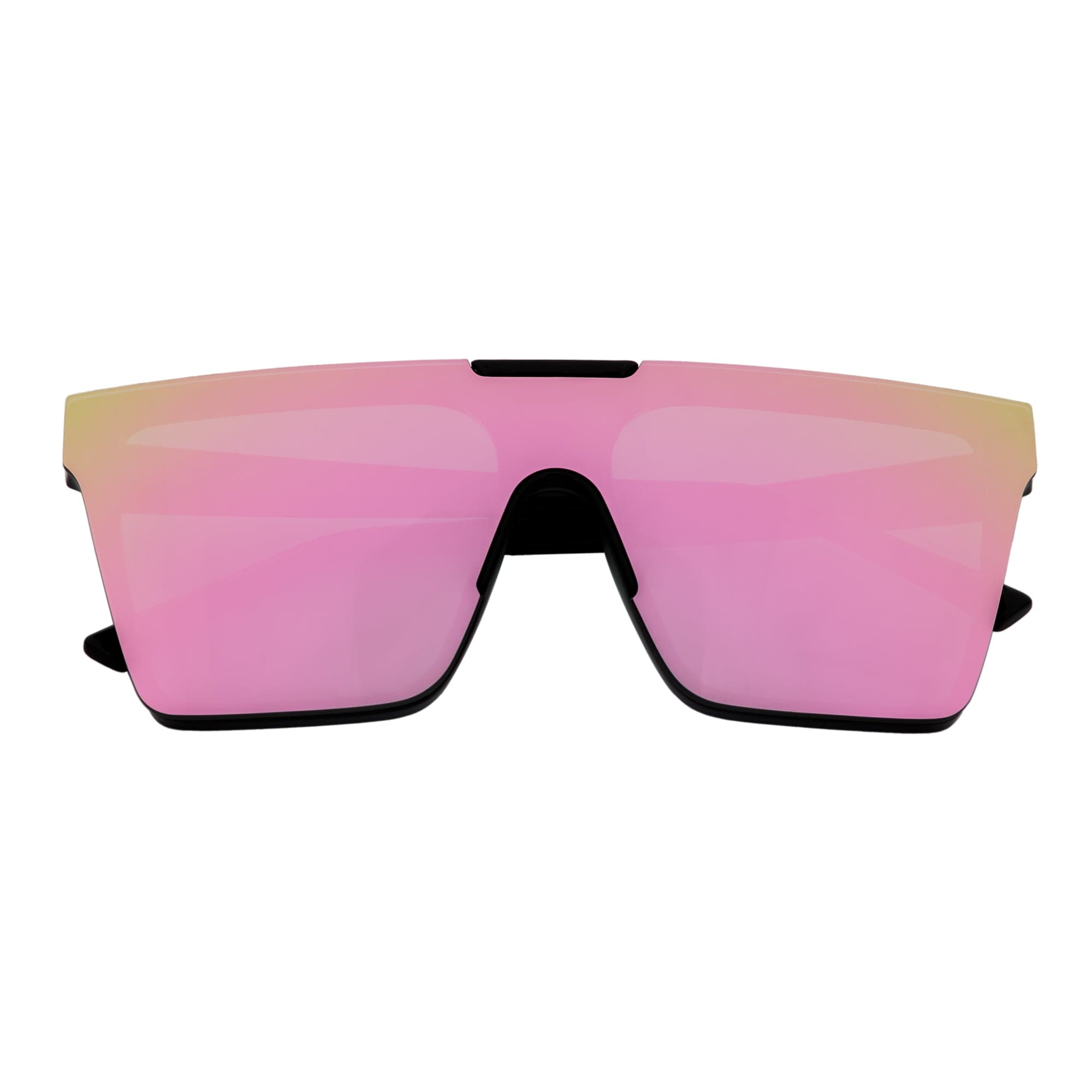 ELECTRIC - Large Rimless Rectangle Shield Sunglasses Gloss Black Pink Mirror