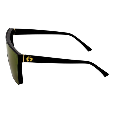 ELECTRIC - Large Rimless Rectangle Shield Sunglasses Gloss Black Pink Mirror