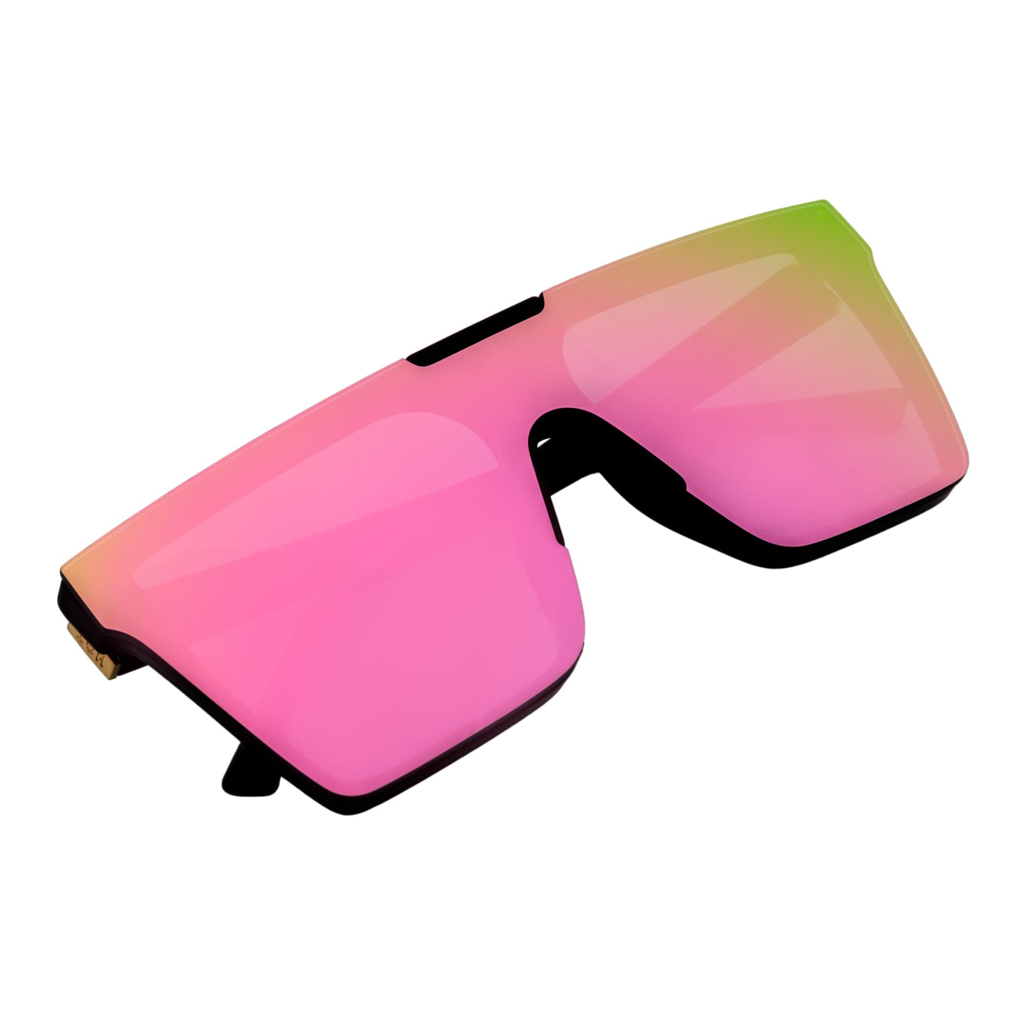 ELECTRIC - Large Rimless Rectangle Shield Sunglasses Gloss Black Pink Mirror