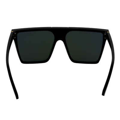 ELECTRIC - Large Rimless Rectangle Shield Sunglasses Gloss Black Pink Mirror
