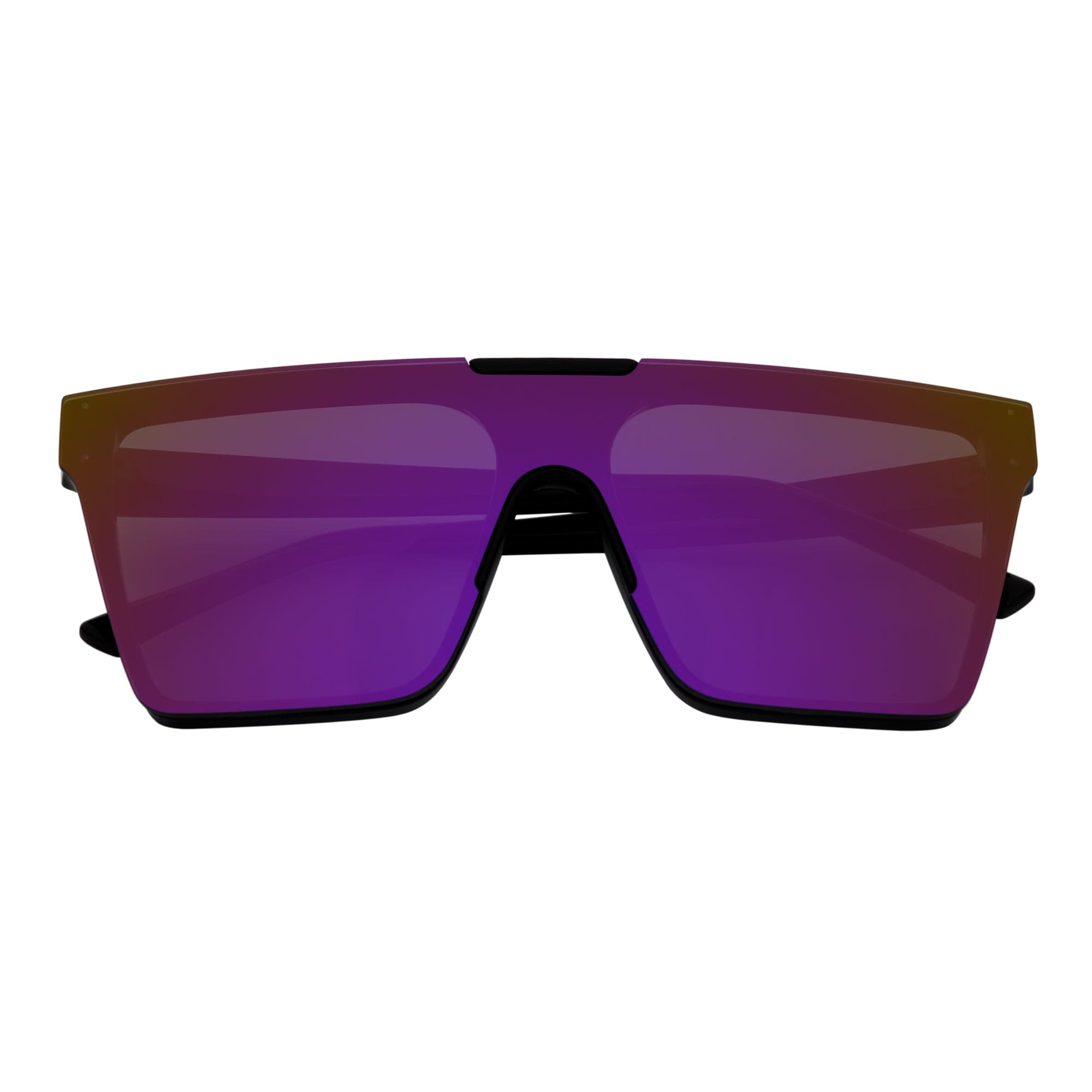 ELECTRIC - Large Rimless Rectangle Shield Sunglasses Gloss Black Purple Mirror