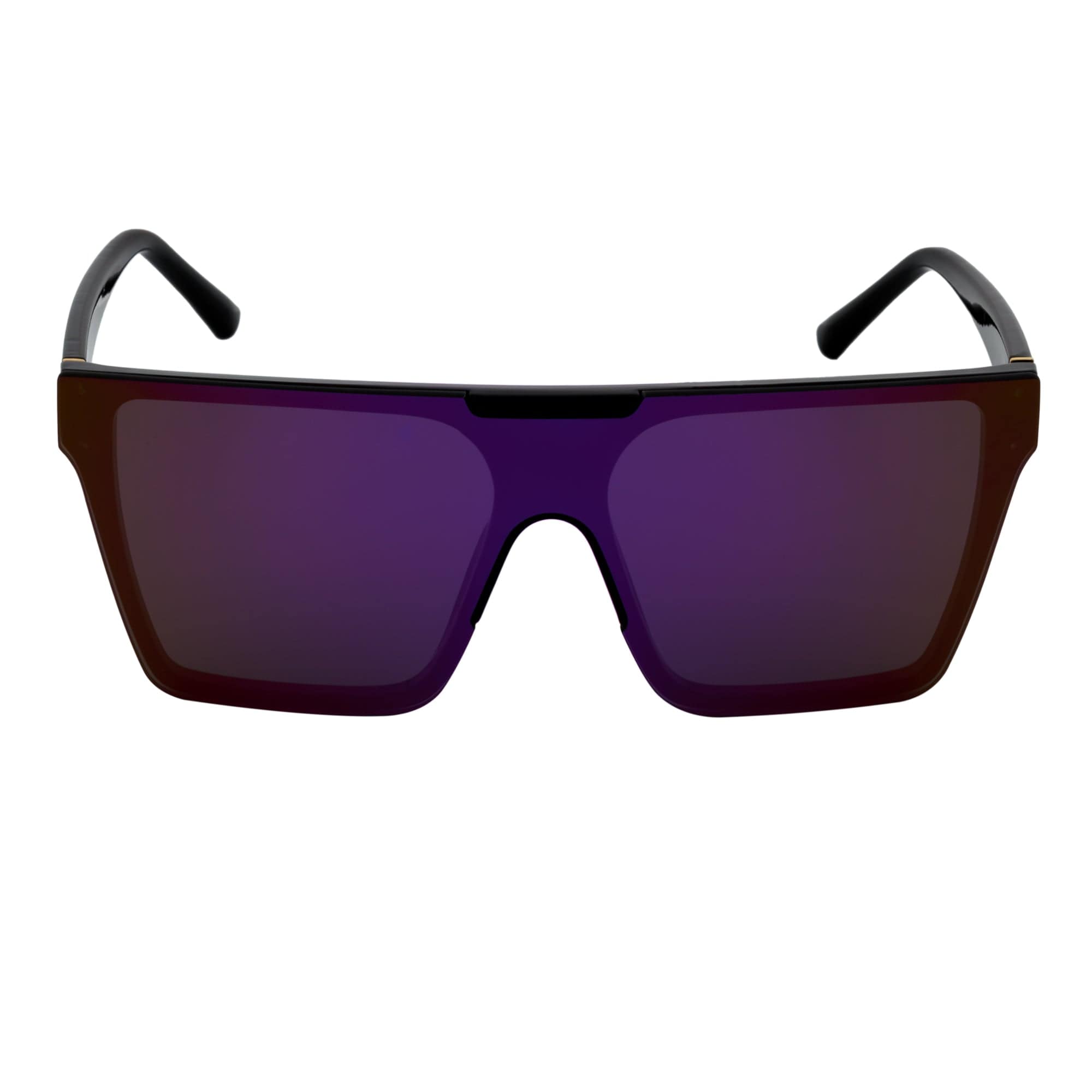 ELECTRIC - Large Rimless Rectangle Shield Sunglasses Gloss Black Purple Mirror