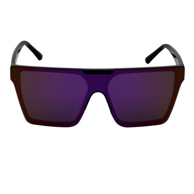 ELECTRIC - Large Rimless Rectangle Shield Sunglasses Gloss Black Purple Mirror