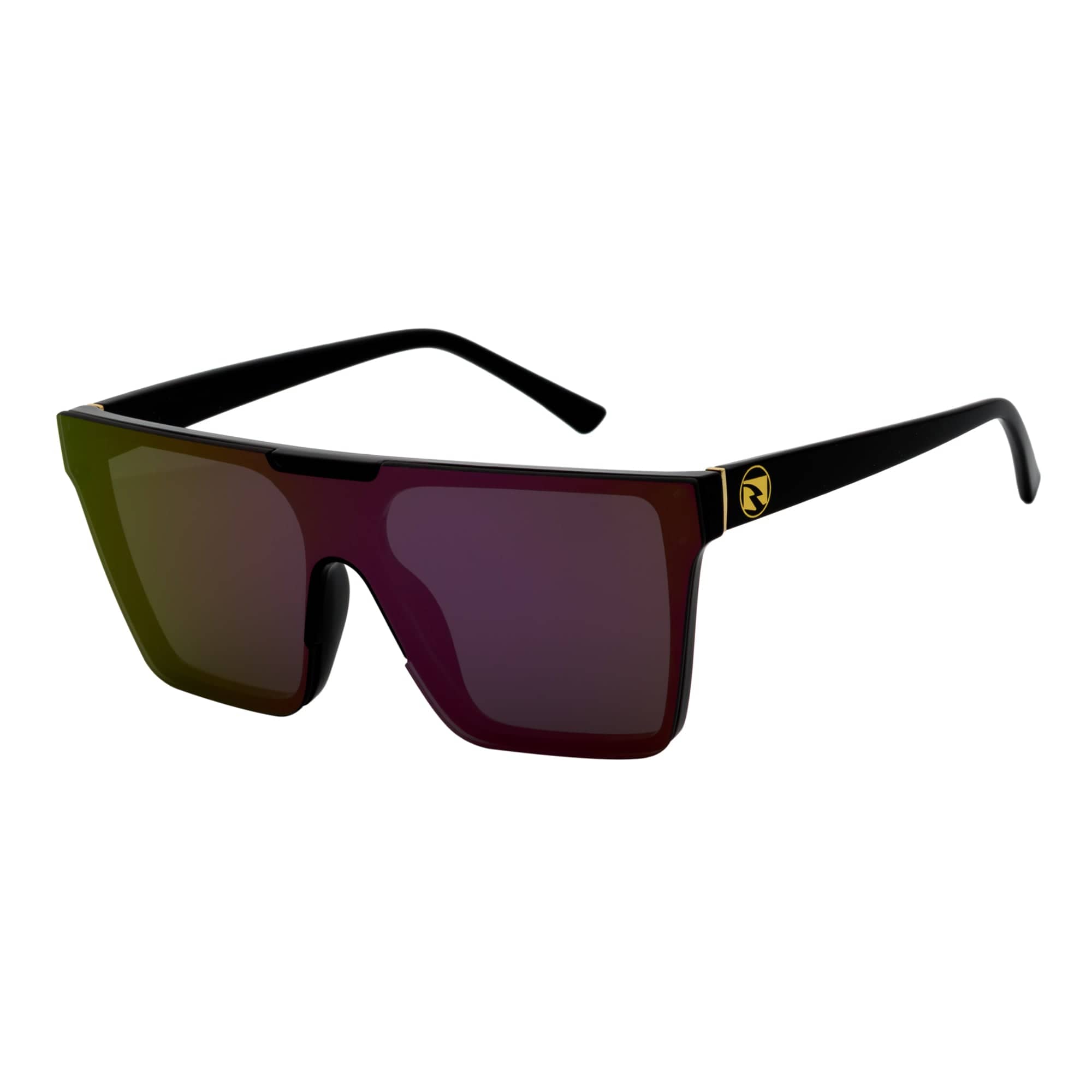 ELECTRIC - Large Rimless Rectangle Shield Sunglasses Gloss Black Purple Mirror