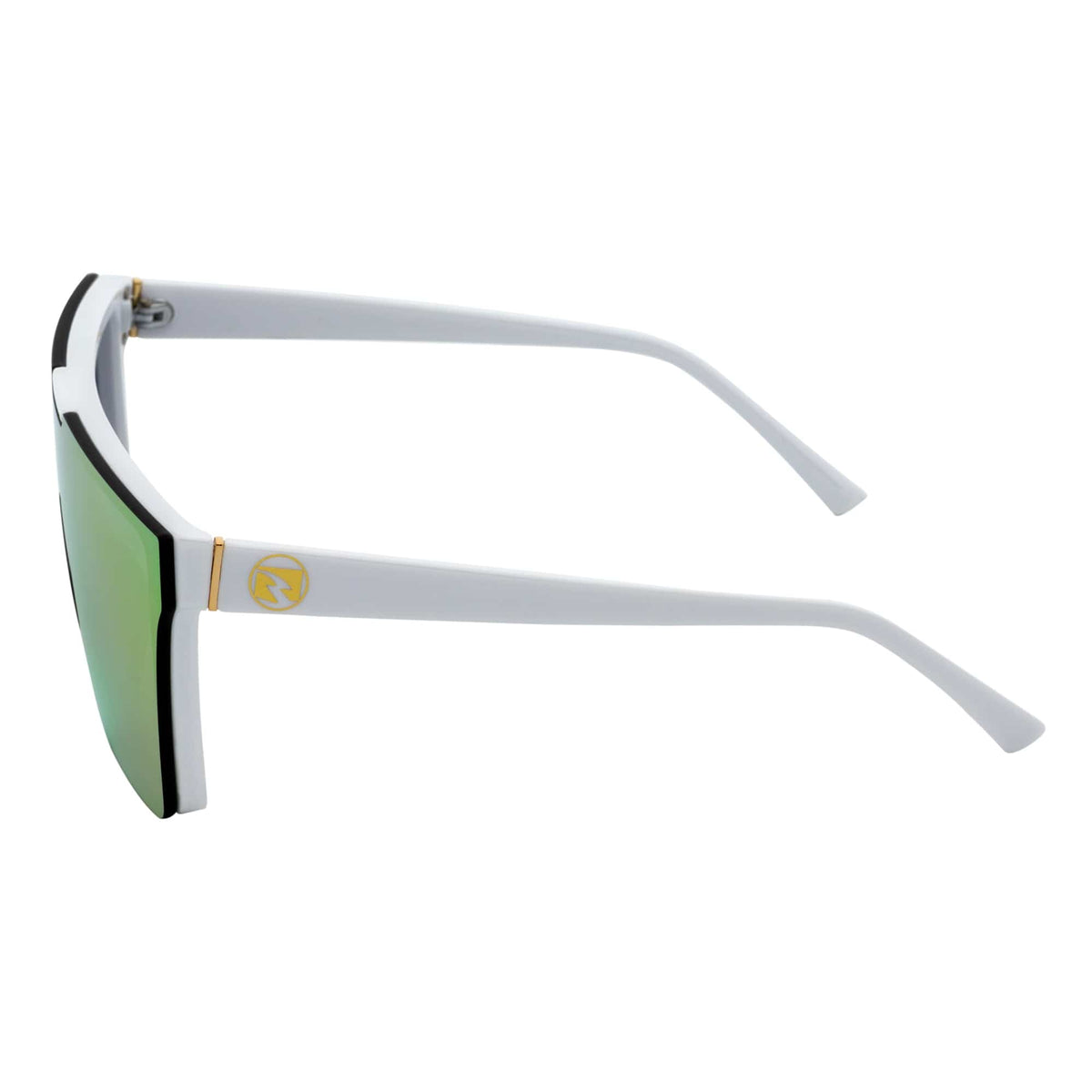 ELECTRIC - Large Rimless Rectangle Shield Sunglasses White Orange Mirror