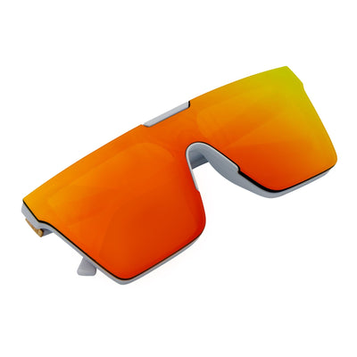 ELECTRIC - Large Rimless Rectangle Shield Sunglasses White Orange Mirror