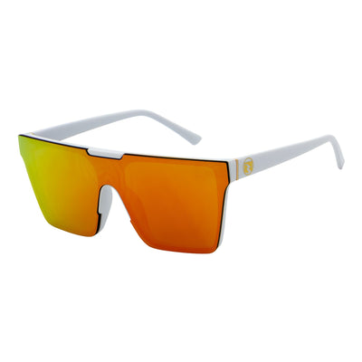 ELECTRIC - Large Rimless Rectangle Shield Sunglasses White Orange Mirror