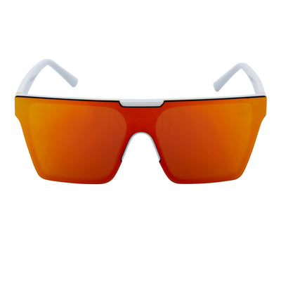 ELECTRIC - Large Rimless Rectangle Shield Sunglasses White Orange Mirror