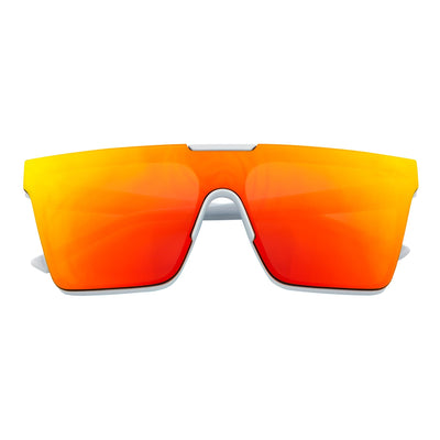 ELECTRIC - Large Rimless Rectangle Shield Sunglasses White Orange Mirror