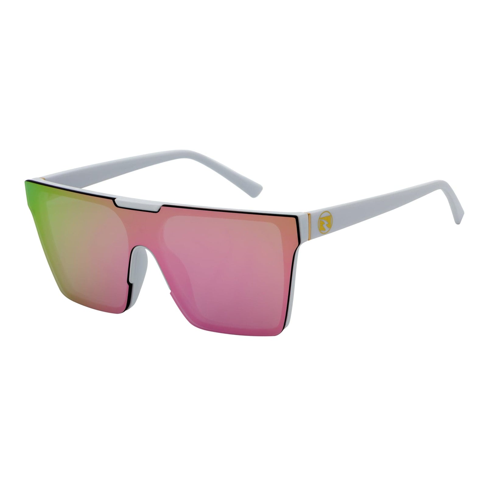 ELECTRIC - Large Rimless Rectangle Shield Sunglasses White Pink Mirror