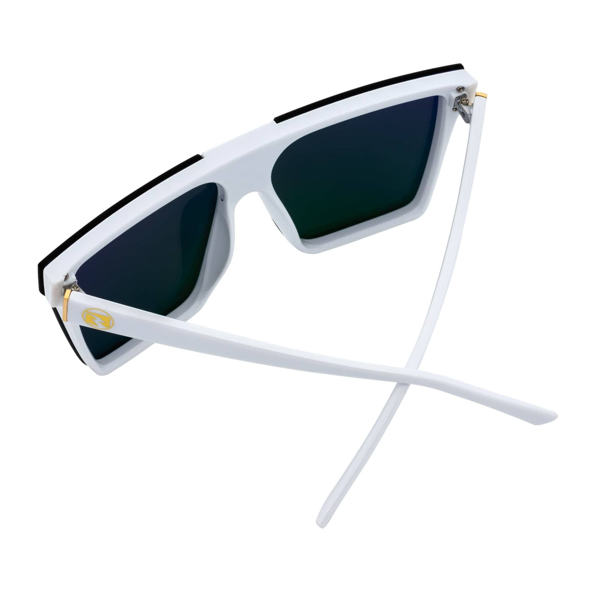 ELECTRIC - Large Rimless Rectangle Shield Sunglasses White Pink Mirror