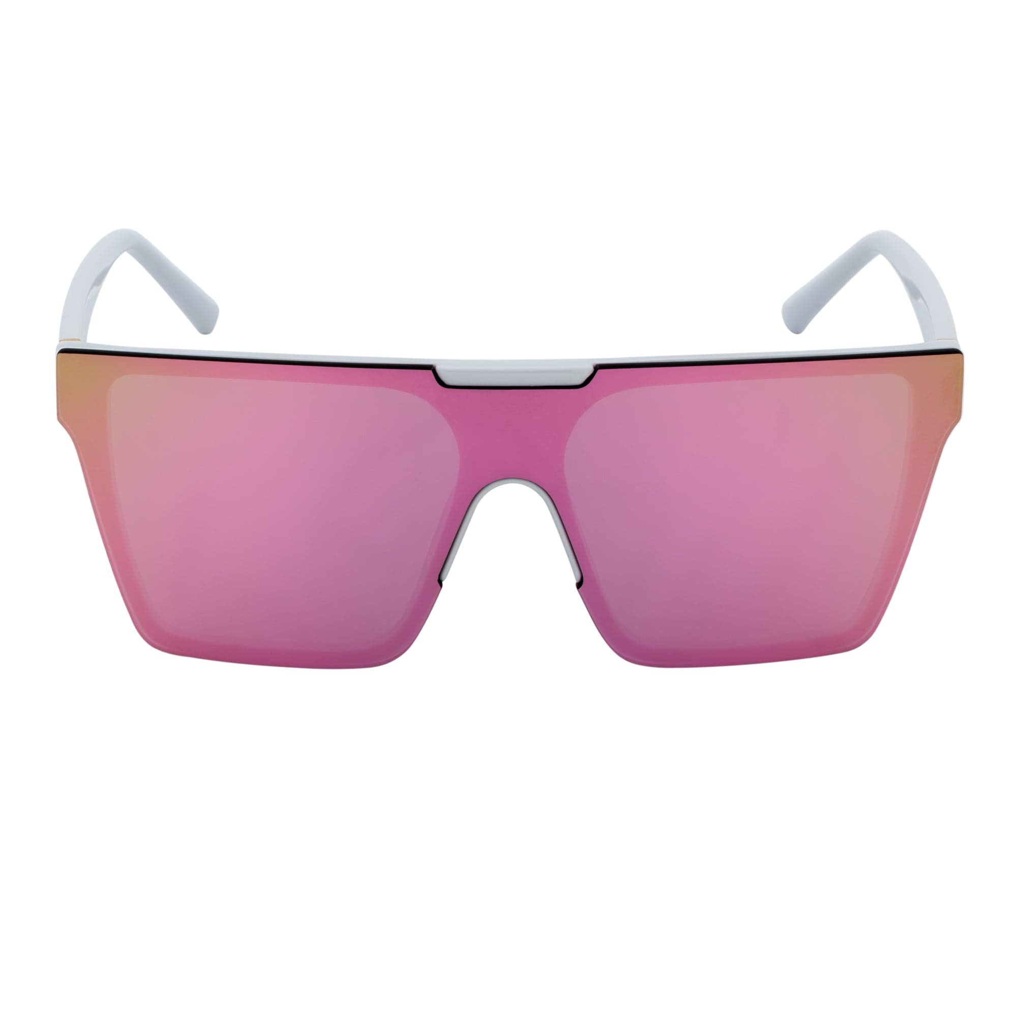 ELECTRIC - Large Rimless Rectangle Shield Sunglasses White Pink Mirror