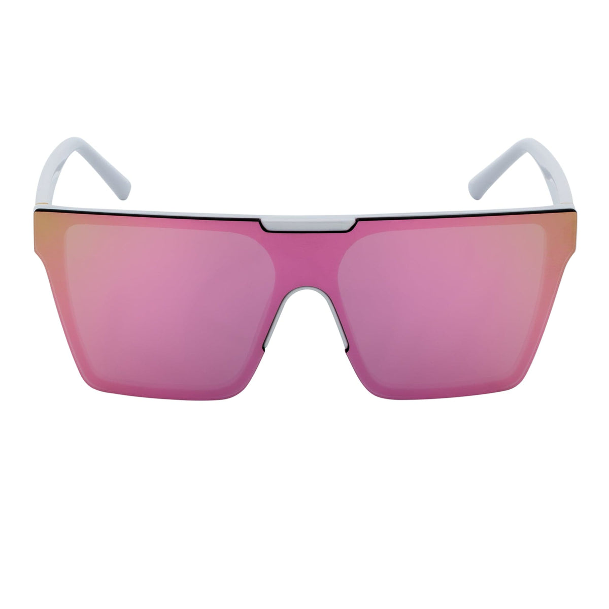 ELECTRIC - Large Rimless Rectangle Shield Sunglasses White Pink Mirror