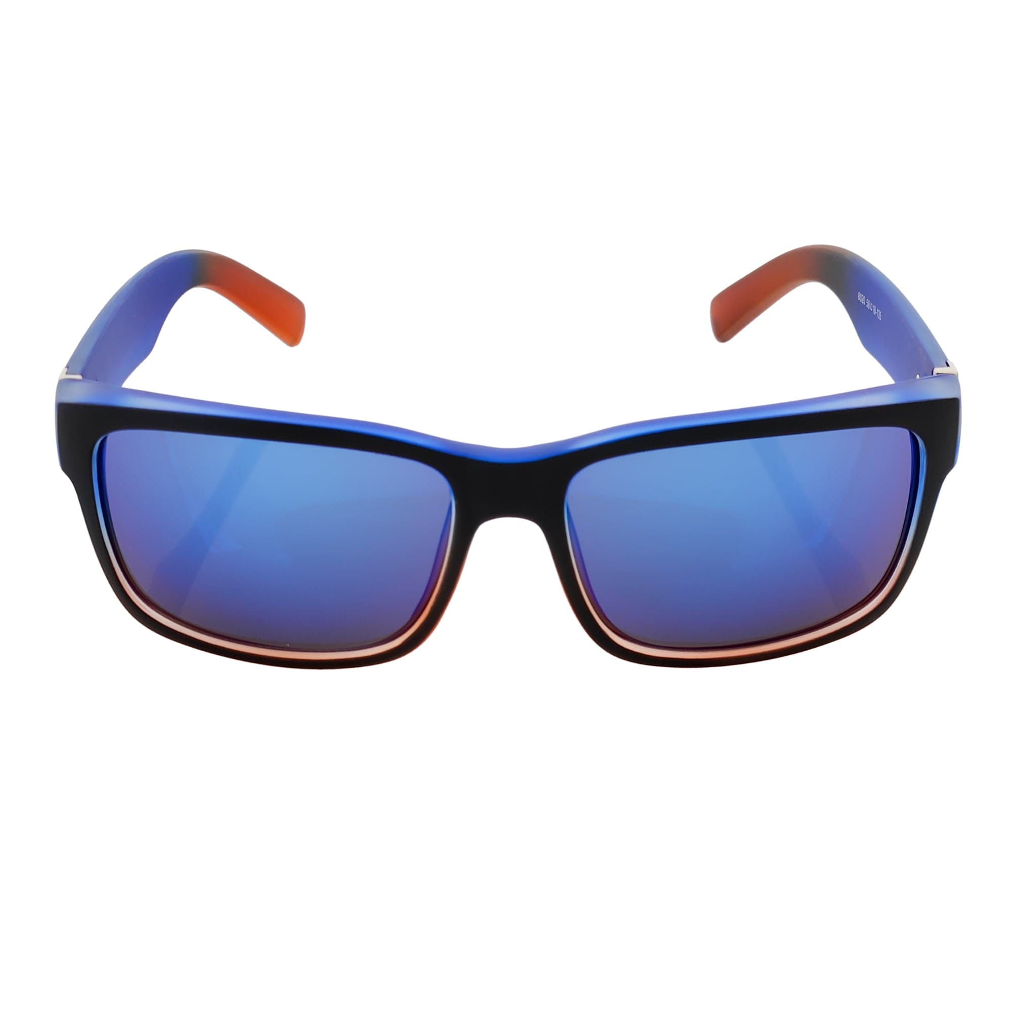 ENZO - Modern Sports Thick Square Sunglasses Black Blue - Red Blue Mirror