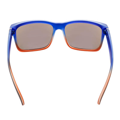 ENZO - Modern Sports Thick Square Sunglasses Black Blue - Red Blue Mirror