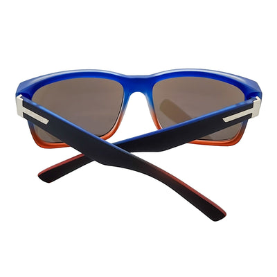 ENZO - Modern Sports Thick Square Sunglasses Black Blue - Red Blue Mirror