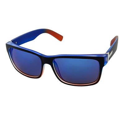 ENZO - Modern Sports Thick Square Sunglasses Black Blue - Red Blue Mirror