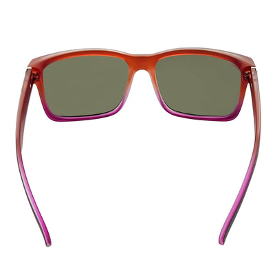 ENZO - Modern Sports Thick Square Sunglasses Black - Red Orange Mirror