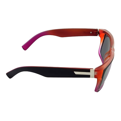 ENZO - Modern Sports Thick Square Sunglasses Black - Red Orange Mirror