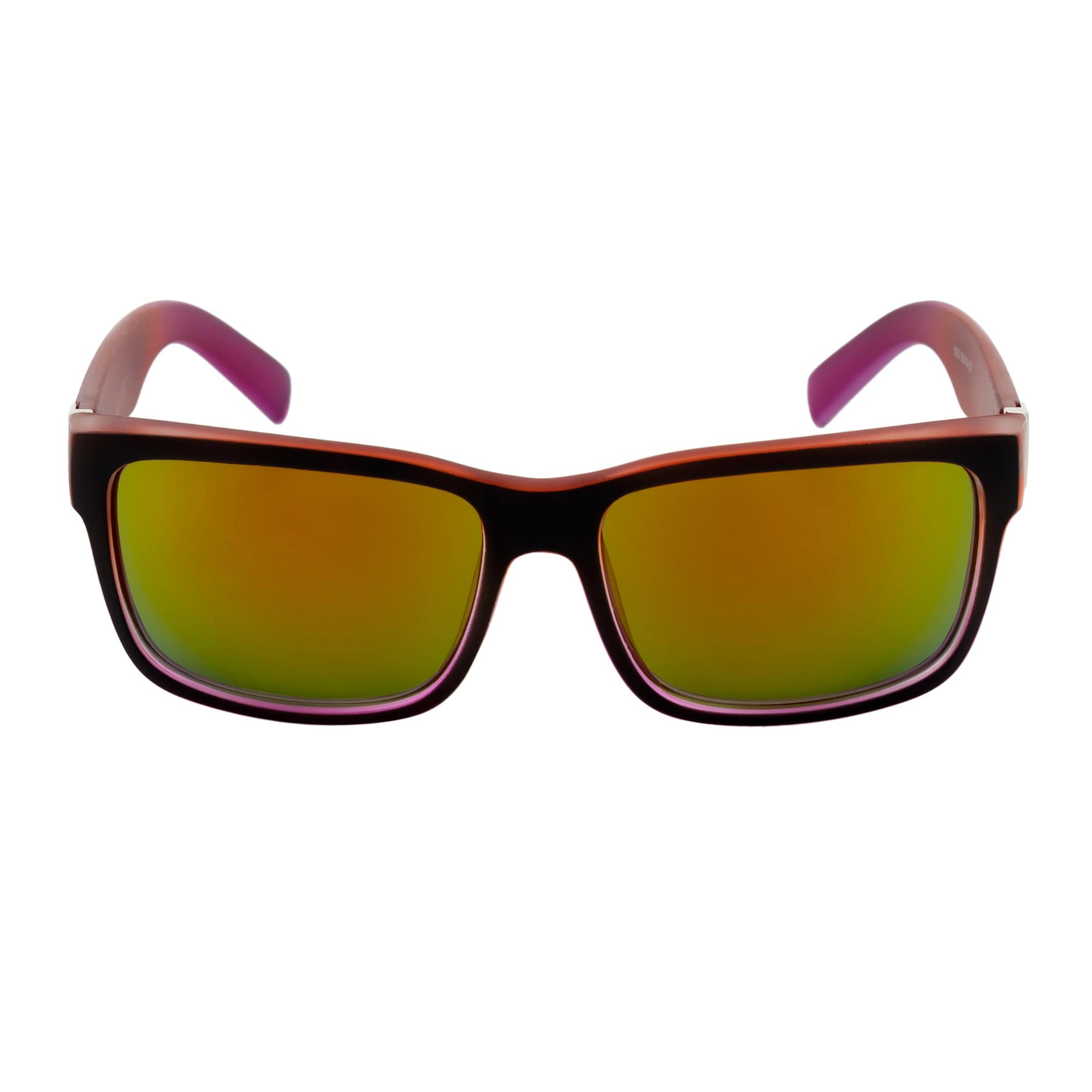 ENZO - Modern Sports Thick Square Sunglasses Black - Red Orange Mirror