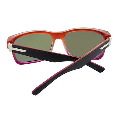ENZO - Modern Sports Thick Square Sunglasses Black - Red Orange Mirror