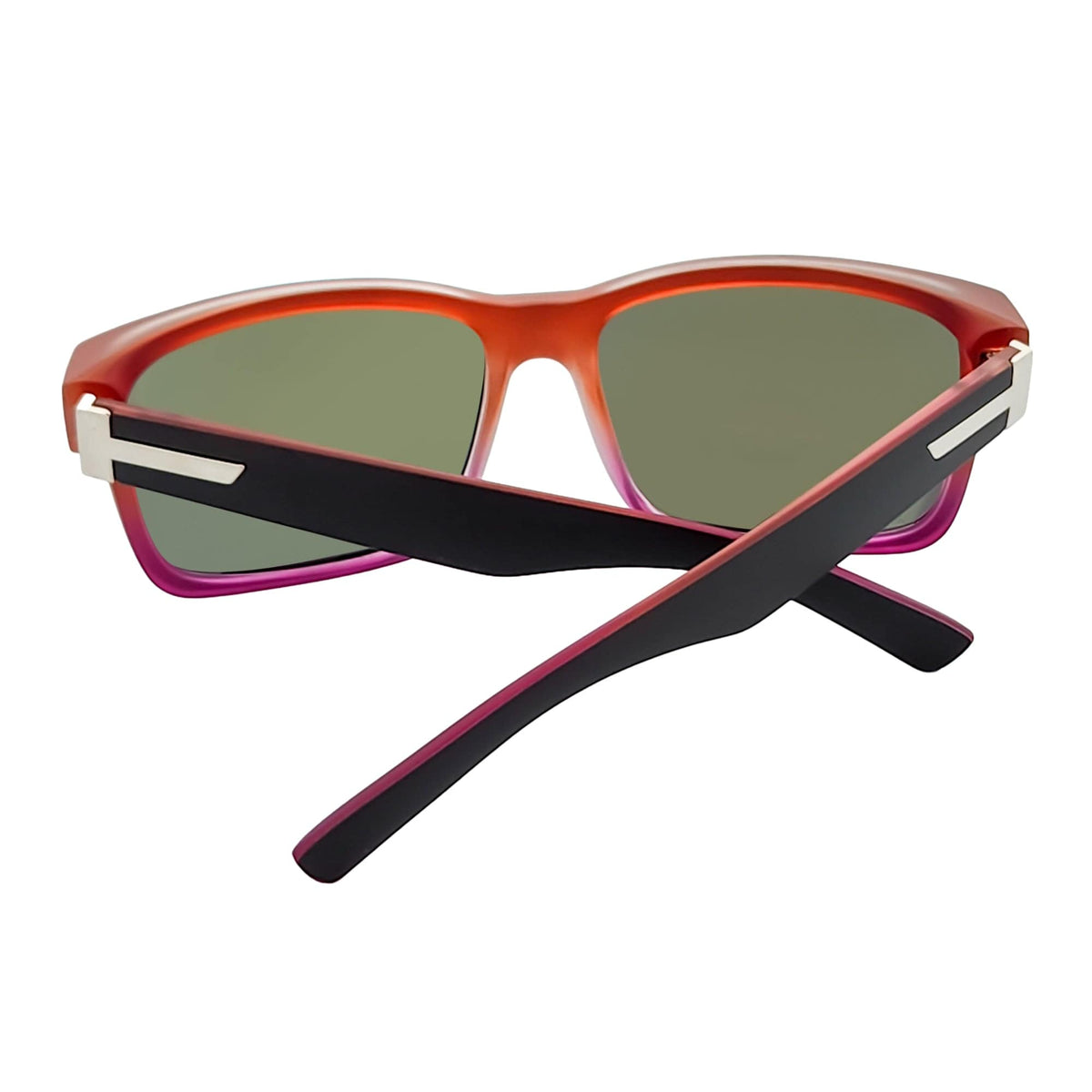 ENZO - Modern Sports Thick Square Sunglasses Black - Red Orange Mirror