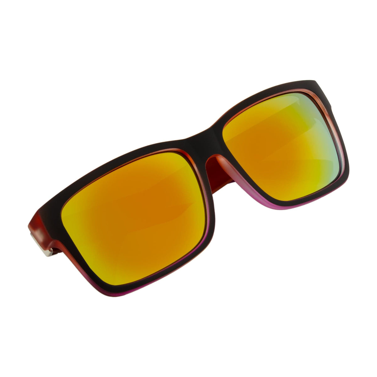 ENZO - Modern Sports Thick Square Sunglasses Black - Red Orange Mirror