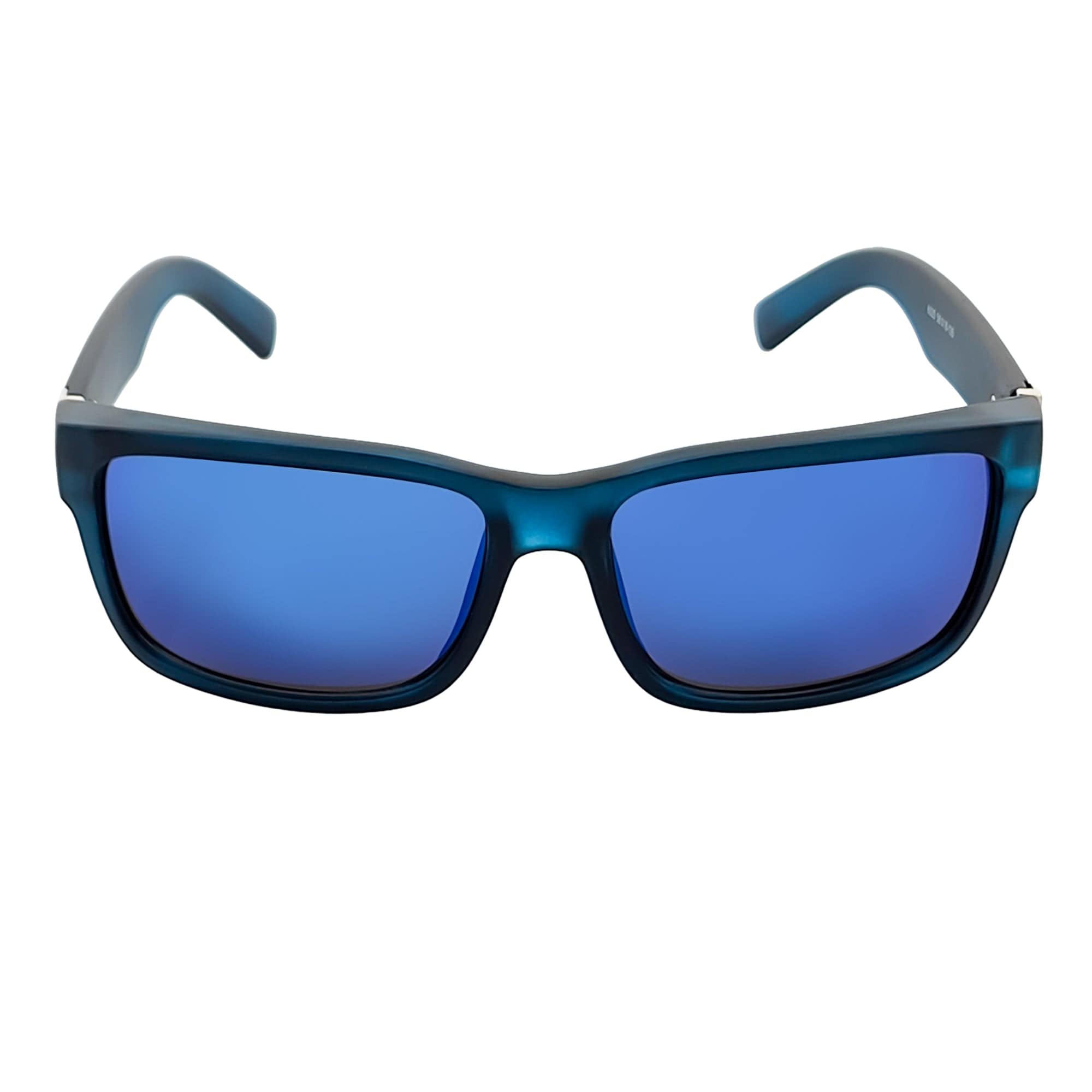 ENZO - Modern Sports Thick Square Sunglasses Frost Blue Blue Mirror