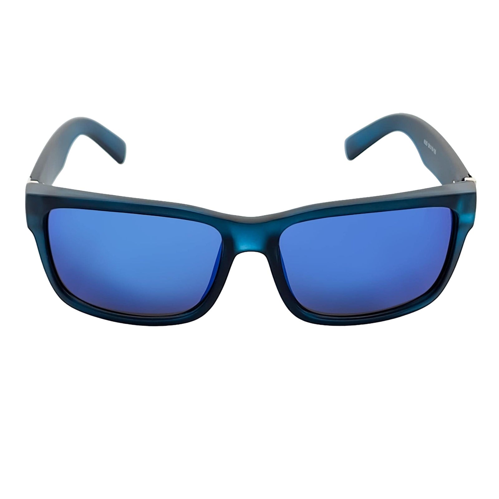 ENZO - Modern Sports Thick Square Sunglasses Frost Blue Blue Mirror