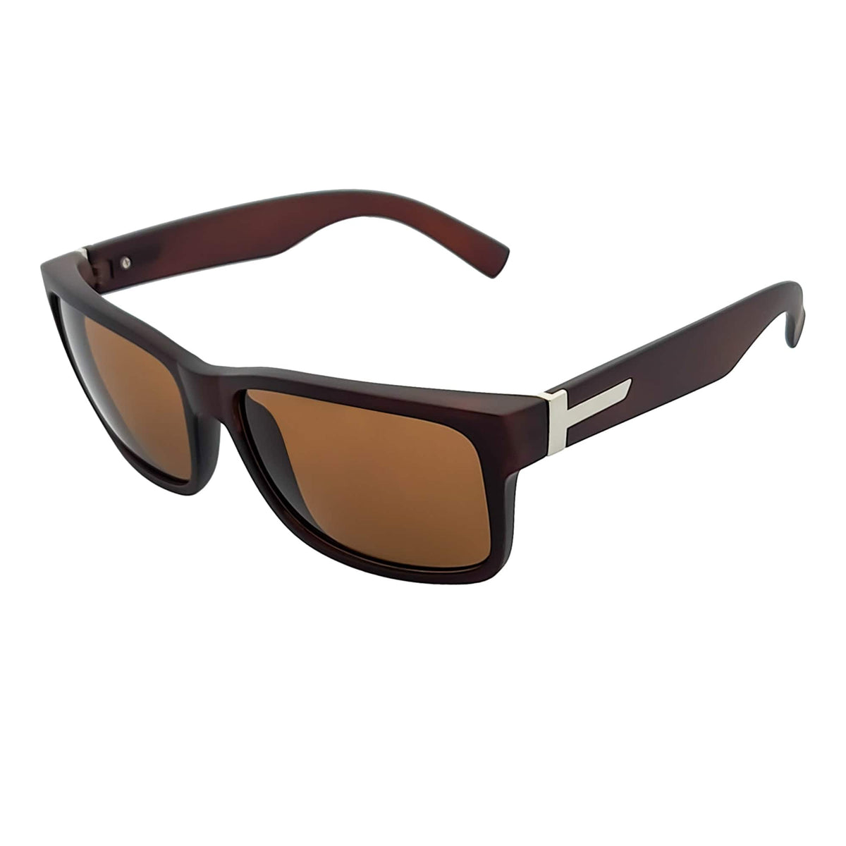 ENZO - Modern Sports Thick Square Sunglasses Frost Brown Brown Tint