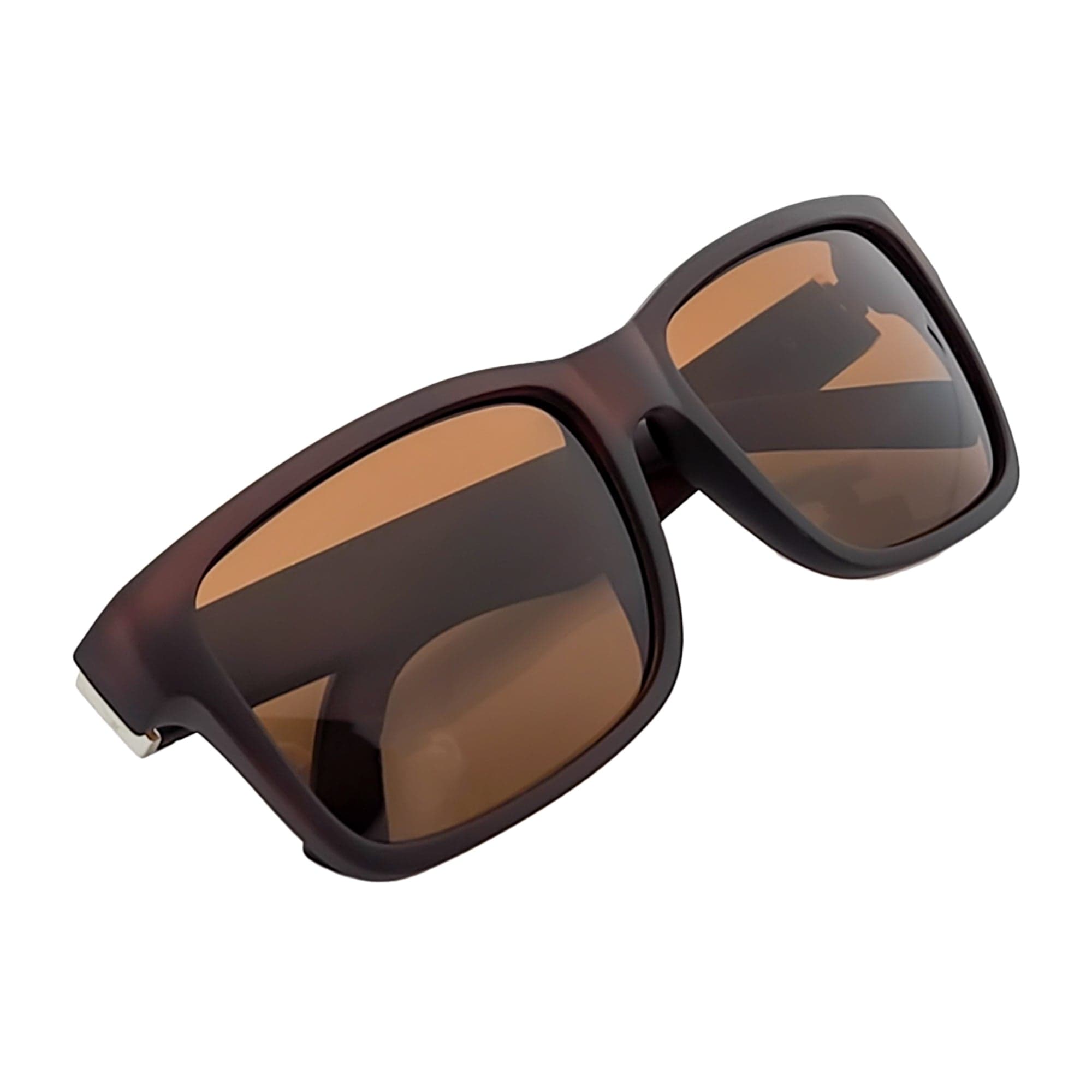 ENZO - Modern Sports Thick Square Sunglasses Frost Brown Brown Tint
