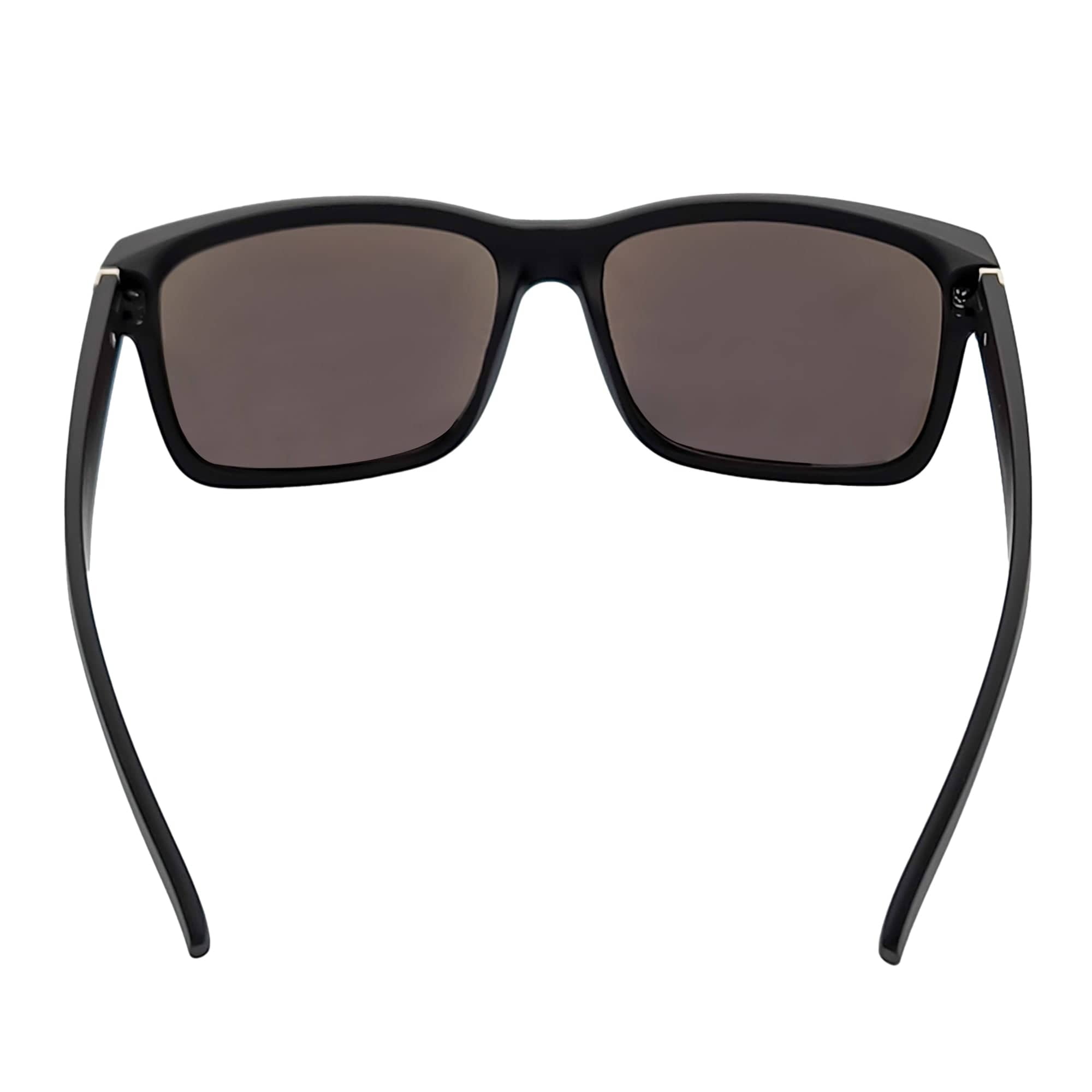 ENZO - Modern Sports Thick Square Sunglasses Matte Black Blue Mirror