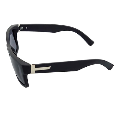 ENZO - Modern Sports Thick Square Sunglasses Matte Black Smoke