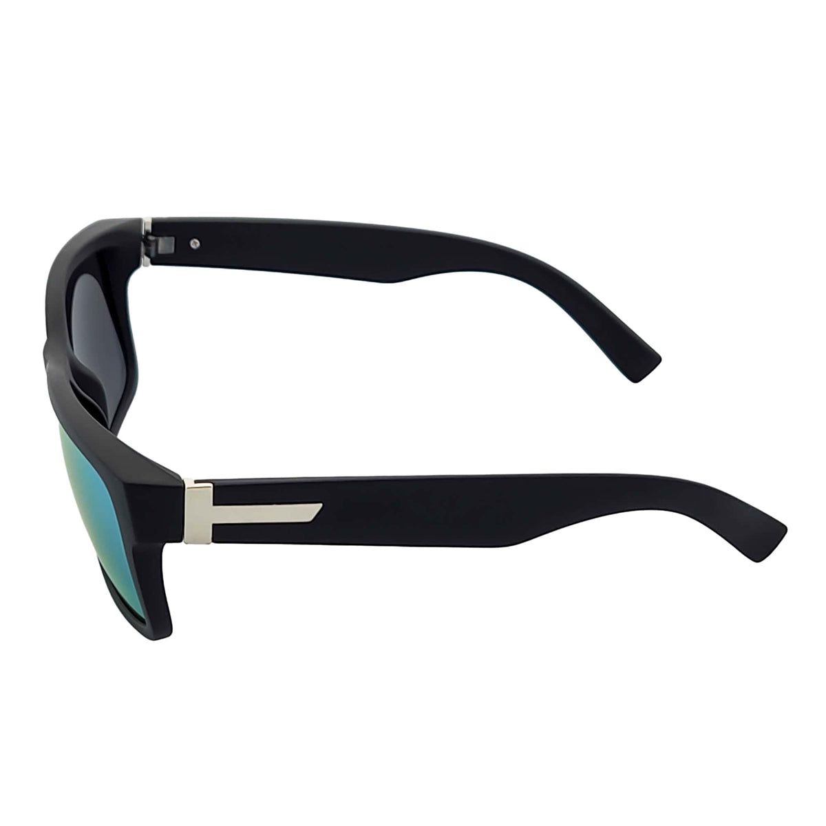 ENZO - Modern Sports Thick Square Sunglasses Matte Black Yellow Mirror