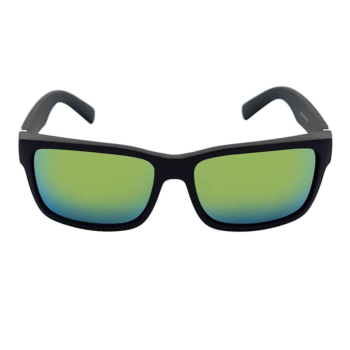 ENZO - Modern Sports Thick Square Sunglasses Matte Black Yellow Mirror