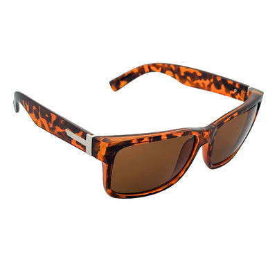 ENZO - Modern Sports Thick Square Sunglasses Tortoise Shell Brown Tint