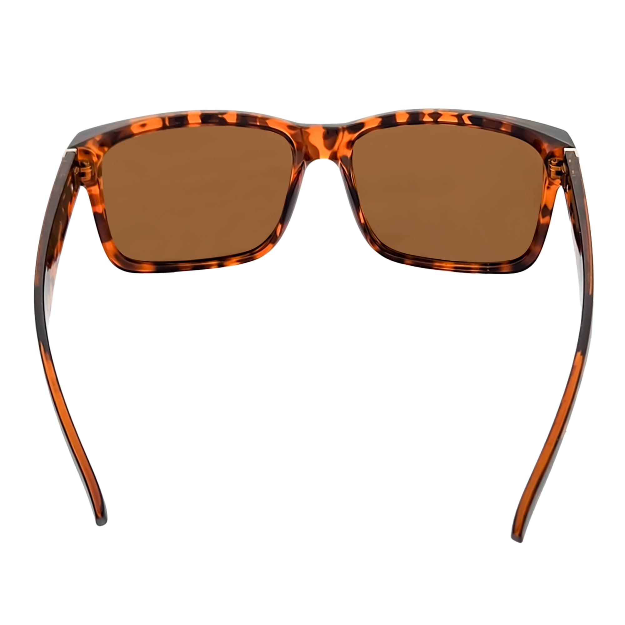 ENZO - Modern Sports Thick Square Sunglasses Tortoise Shell Brown Tint