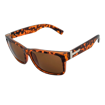 ENZO - Modern Sports Thick Square Sunglasses Tortoise Shell Brown Tint